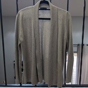 Gray shawl neck cardigan with ribbing